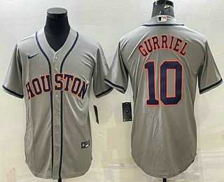 Men%27s Houston Astros #10 Yuli Gurriel Grey Stitched MLB Cool Base Nike Jersey